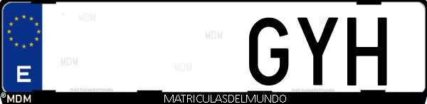 Imágen de matrícula de coche con letras GYH de España