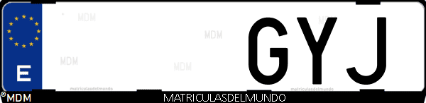 Imágen de matrícula de coche con letras GYJ de España