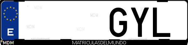 Imágen de matrícula de coche con letras GYL de España