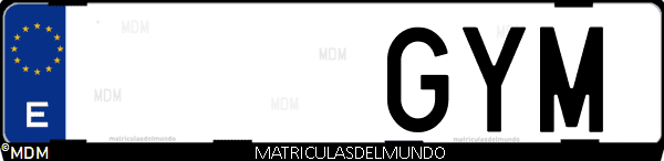 Imágen de matrícula de coche con letras GYM de España