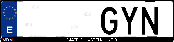 Imágen de matrícula de coche con letras GYN de España