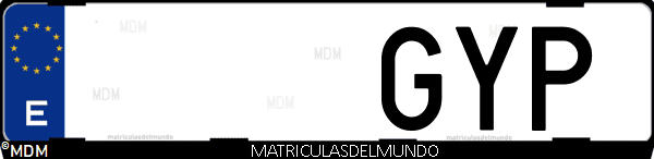 Imágen de matrícula de coche con letras GYP de España