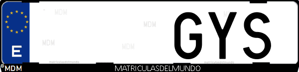 Imágen de matrícula de coche con letras GYS de España