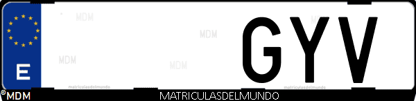 Imágen de matrícula de coche con letras GYV de España