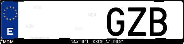 Imágen de matrícula de coche con letras GZB de España