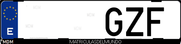 Imágen de matrícula de coche con letras GZF de España