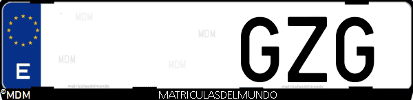 Imágen de matrícula de coche con letras GZG de España