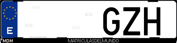 Imágen de matrícula de coche con letras GZH de España