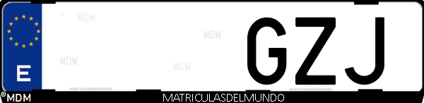 Imágen de matrícula de coche con letras GZJ de España