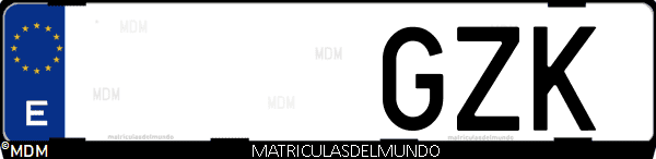 Imágen de matrícula de coche con letras GZK de España
