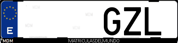 Imágen de matrícula de coche con letras GZL de España
