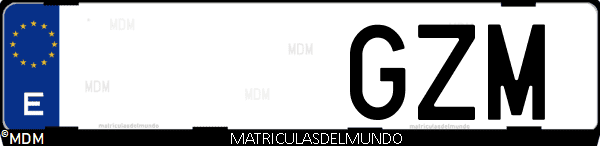 Imágen de matrícula de coche con letras GZM de España