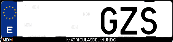 Imágen de matrícula de coche con letras GZS de España