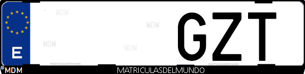 Imágen de matrícula de coche con letras GZT de España