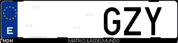 Imágen de matrícula de coche con letras GZY de España