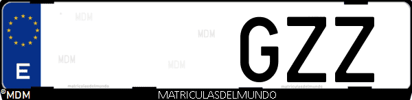 Imágen de matrícula de coche con letras GZZ de España