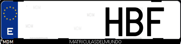 Imágen de matrícula de coche con letras HBF de España