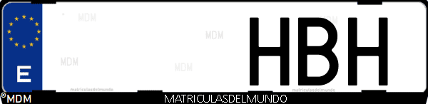 Imágen de matrícula de coche con letras HBH de España