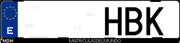 Imágen de matrícula de coche con letras HBK de España