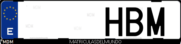 Imágen de matrícula de coche con letras HBM de España