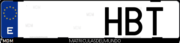 Imágen de matrícula de coche con letras HBT de España