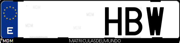 Imágen de matrícula de coche con letras HBW de España