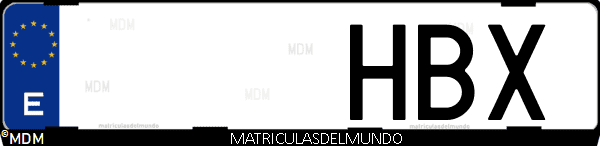 Imágen de matrícula de coche con letras HBX de España