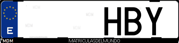 Imágen de matrícula de coche con letras HBY de España