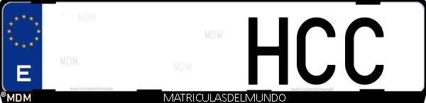 Imágen de matrícula de coche con letras HCC de España