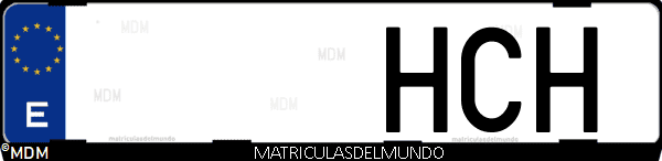Imágen de matrícula de coche con letras HCH de España