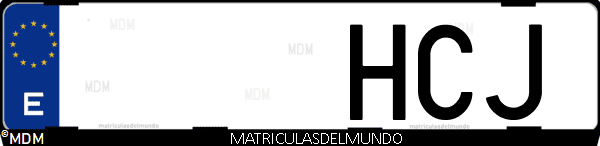 Imágen de matrícula de coche con letras HCJ de España