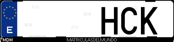 Imágen de matrícula de coche con letras HCK de España