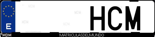 Imágen de matrícula de coche con letras HCM de España