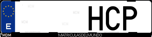 Imágen de matrícula de coche con letras HCP de España