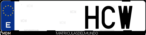 Imágen de matrícula de coche con letras HCW de España