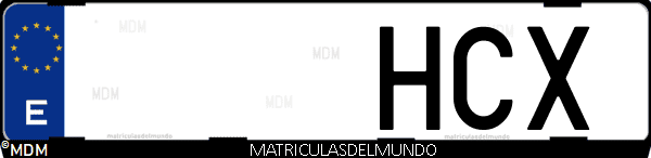 Imágen de matrícula de coche con letras HCX de España