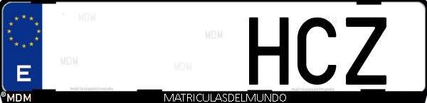 Imágen de matrícula de coche con letras HCZ de España