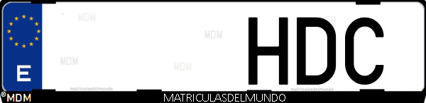 Imágen de matrícula de coche con letras HDC de España