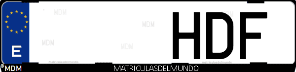 Imágen de matrícula de coche con letras HDF de España