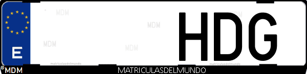 Imágen de matrícula de coche con letras HDG de España