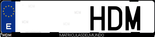 Imágen de matrícula de coche con letras HDM de España