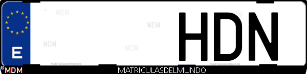 Imágen de matrícula de coche con letras HDN de España