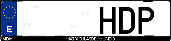 Imágen de matrícula de coche con letras HDP de España