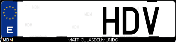 Imágen de matrícula de coche con letras HDV de España