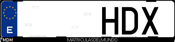 Imágen de matrícula de coche con letras HDX de España