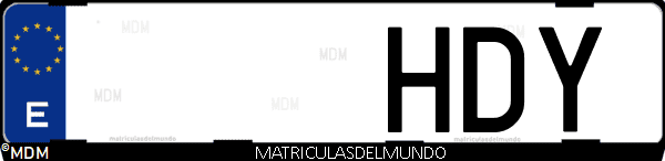 Imágen de matrícula de coche con letras HDY de España