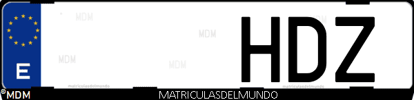 Imágen de matrícula de coche con letras HDZ de España