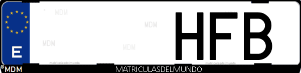 Imágen de matrícula de coche con letras HFB de España