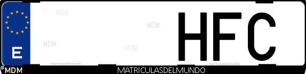 Imágen de matrícula de coche con letras HFC de España