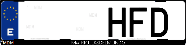 Imágen de matrícula de coche con letras HFD de España